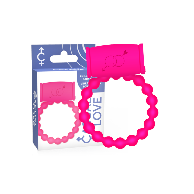 Inel penis cu vibrații, Casual Love, 25 mm, stimulare clitoris, susținere erecție, întarziere ejaculare, roz