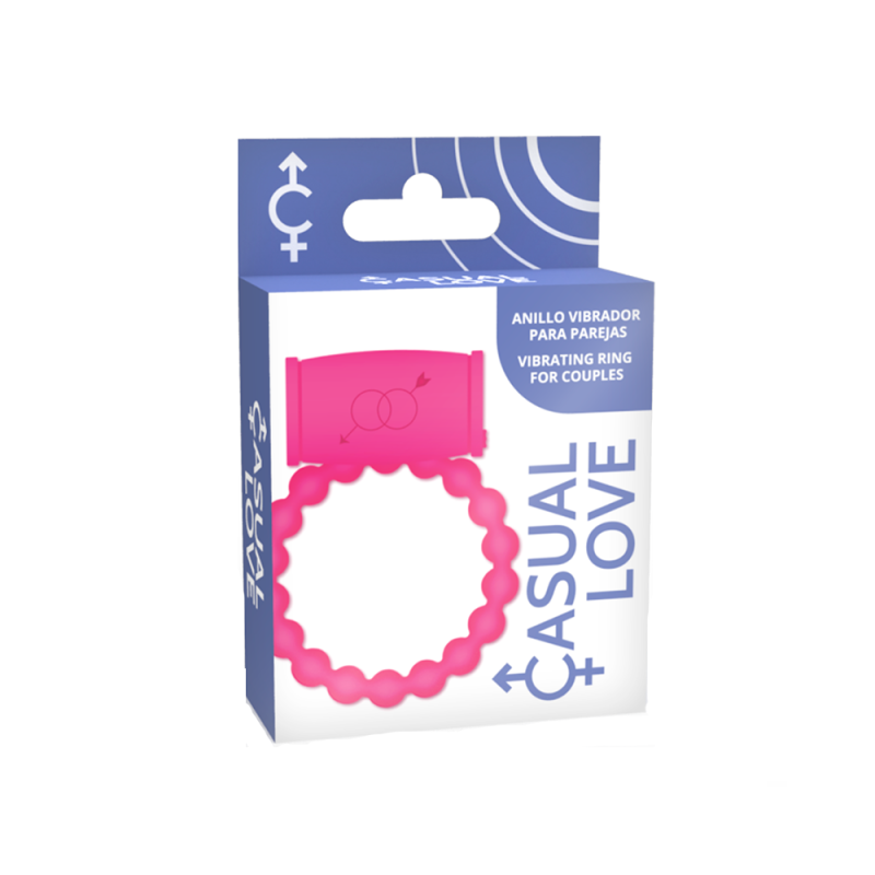Inel penis cu vibrații, Casual Love, 25 mm, stimulare clitoris, susținere erecție, întarziere ejaculare, roz