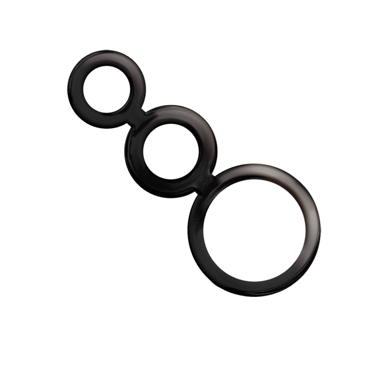 Set 3 inele penis, Addicted Toys, silicon, negru
