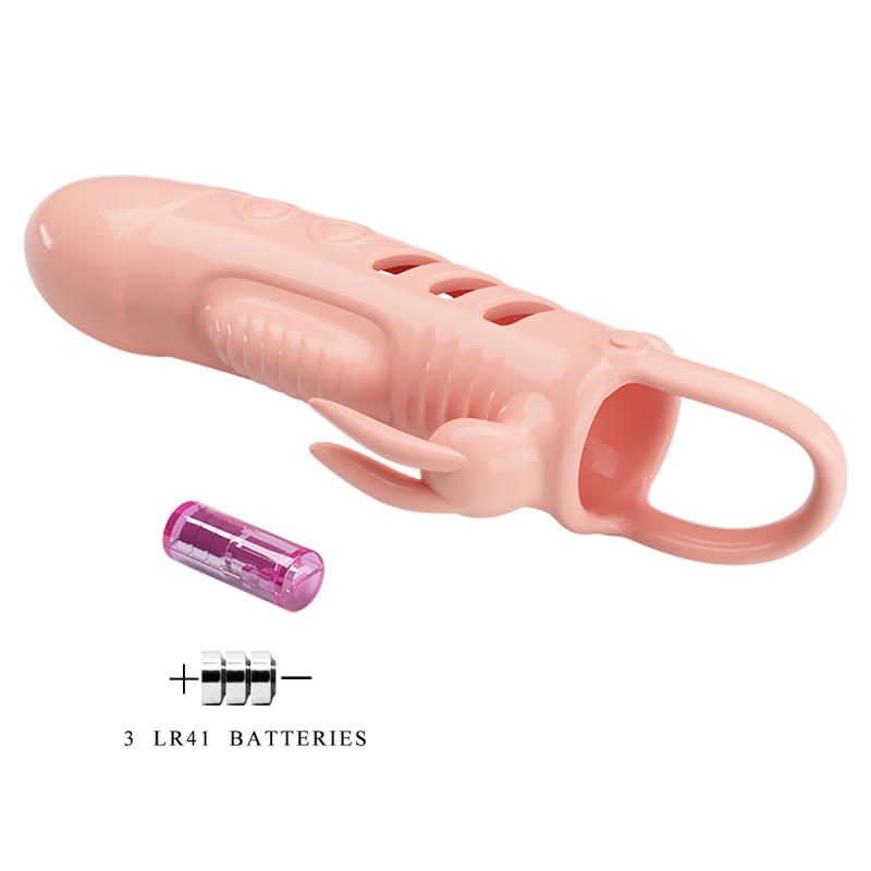 Manson penis cu vibratii, prelungitor tip iepuras cu inel de fixare, diametru 3,8 cm