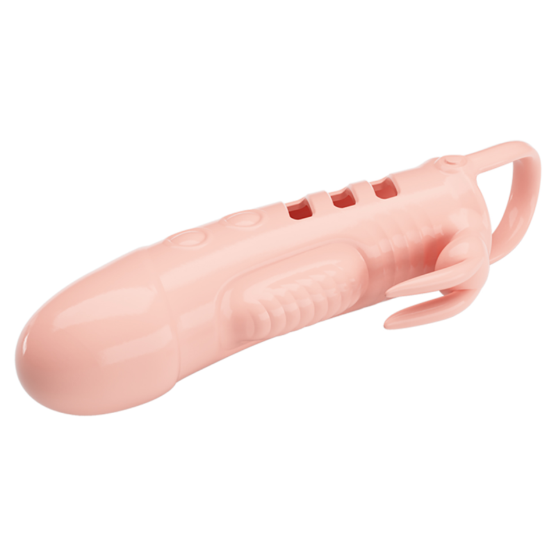Manson penis cu vibratii, prelungitor tip iepuras cu inel de fixare, diametru 3,8 cm