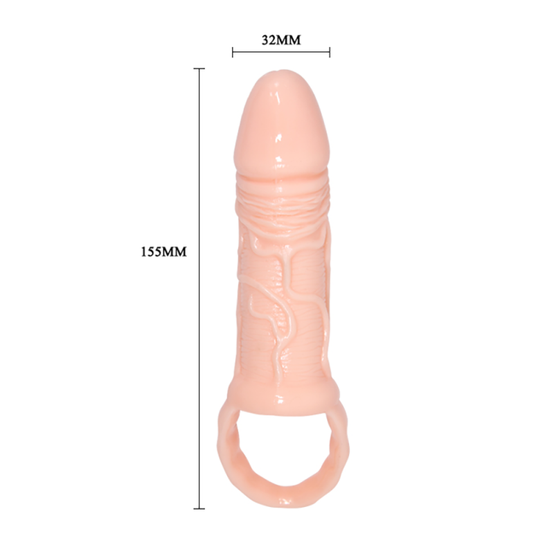 Manson penis, prelungitor penis cu inel de fixare, TPR moale elastic, diametru 3.2 cm, lungime 15.5 cm