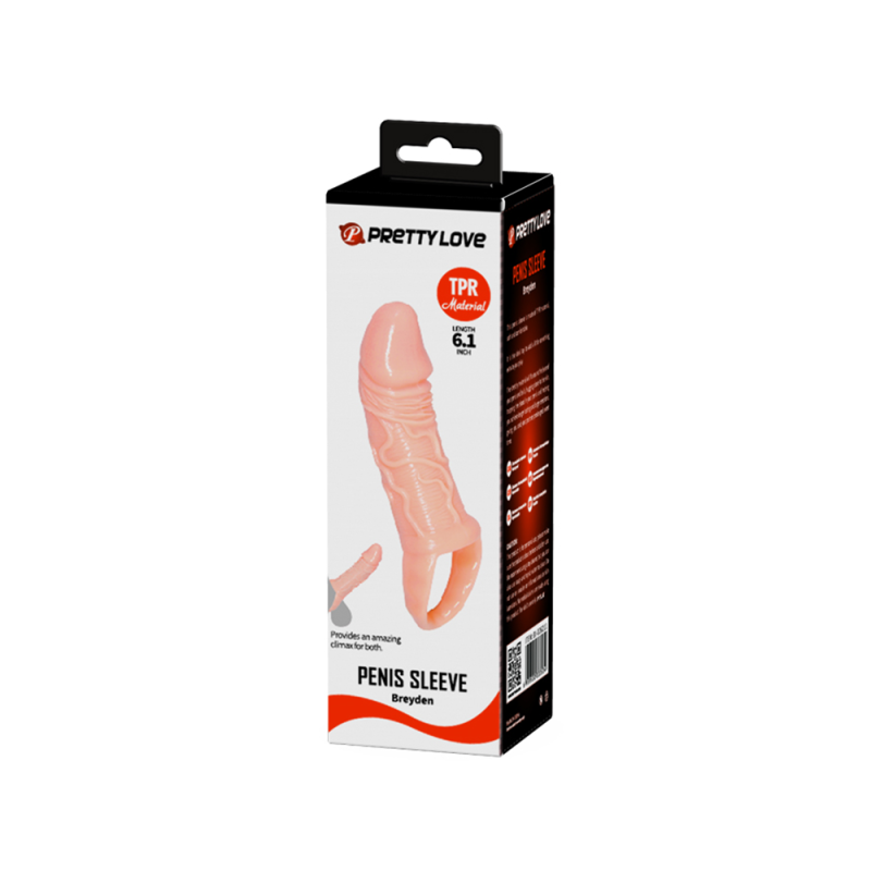 Manson penis, prelungitor penis cu inel de fixare, TPR moale elastic, diametru 3.2 cm, lungime 15.5 cm