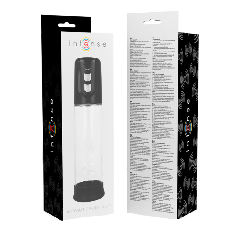 Pompa pentru marirea penisului,  Intense Pump, automata, stimularea erectiei, lungime inserabila 17 cm, transparent