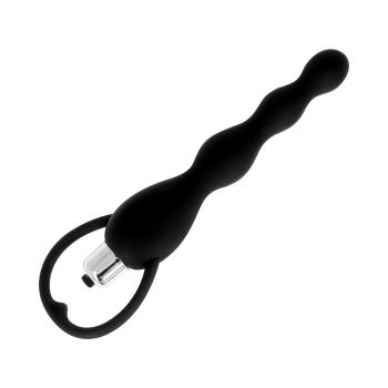 Vibrator anal, Ohmama, cu striatii sferice, lungime 14 cm, diametru 3.5 cm, silicon, negru