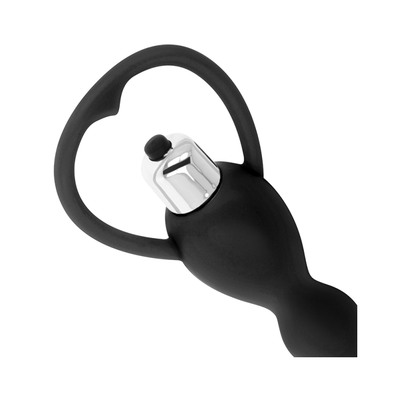 Vibrator anal, Ohmama, cu striatii sferice, lungime 14 cm, diametru 3.5 cm, silicon, negru