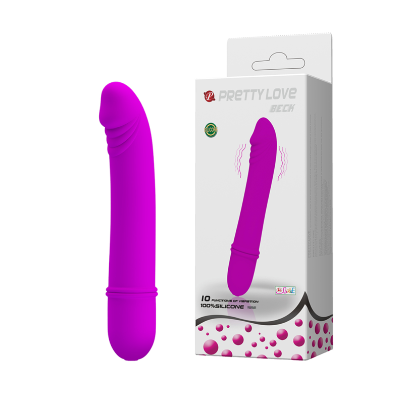 Vibrator, Pretty Love Beck, punctul G, 10 functii de vibratie, design ergonomic, silicon catifelat, silentios, lungime 12 cm, diametru 2 cm, mov