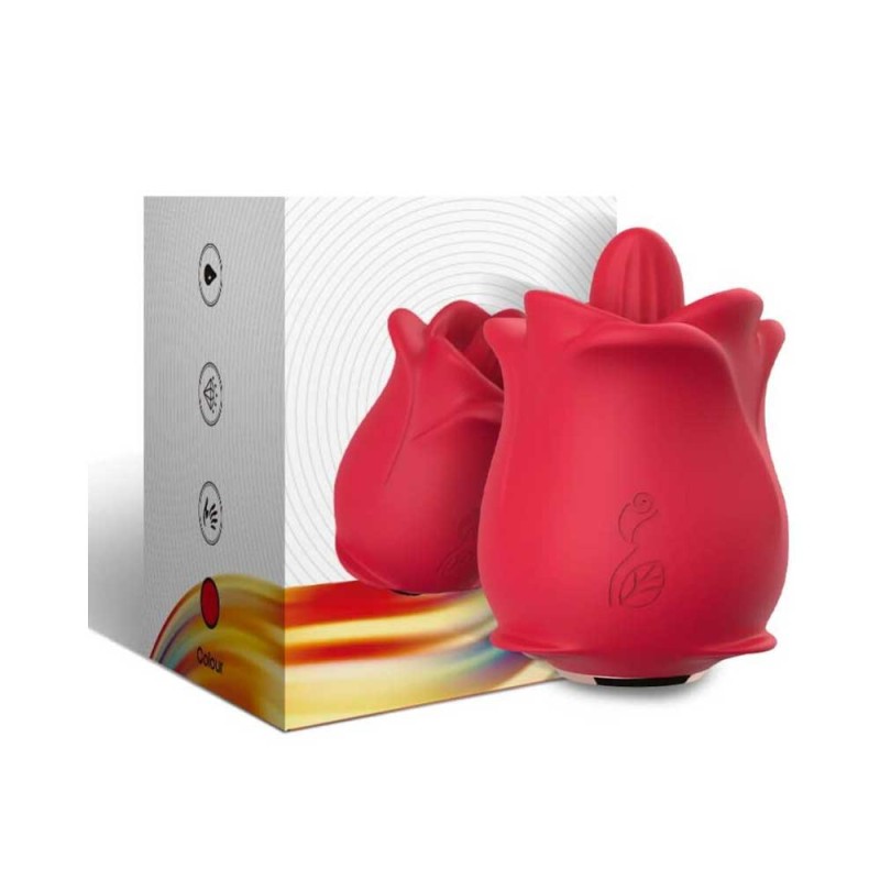 Stimulator clitoris Armony Rose, vibrator clitoridian cu 10 moduri de lins, rosu