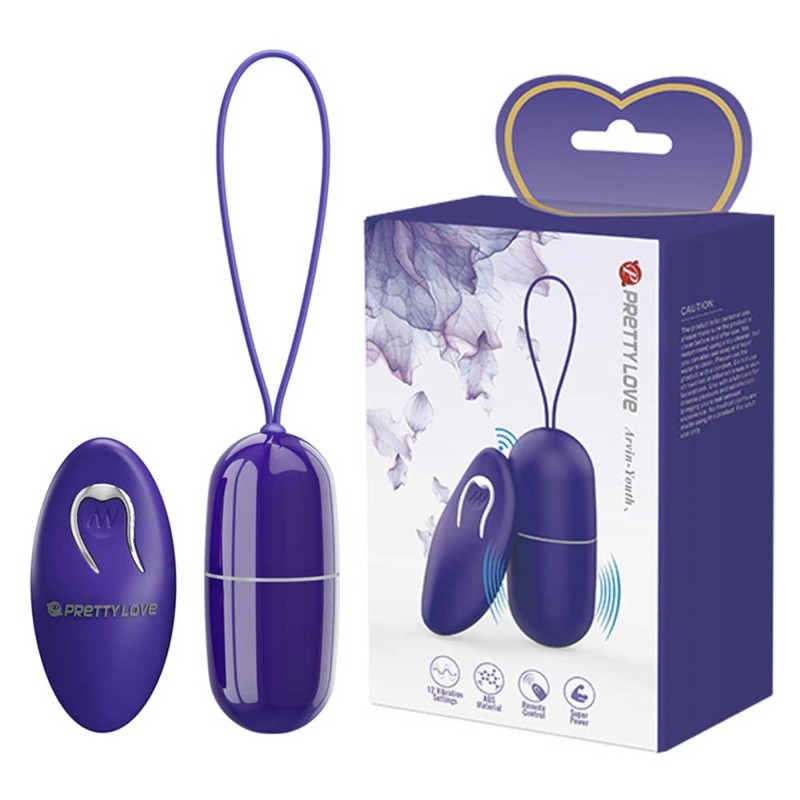 Ou vibrator cu telecomanda, Pretty Love Arvin Youth, 12 functii de vibratii, mov