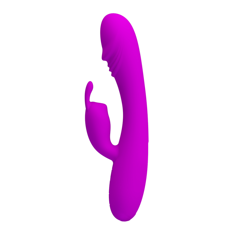 Vibrator rabbit, Pretty Love Hunter, dubla stimulare, 30 de moduri de vibratie, stimuleaza punctul G si clitorisul, reincarcabil, usb, impermeabil, silicon moale, silentios, lungime 17 cm, grosim 3.2 cm, mov