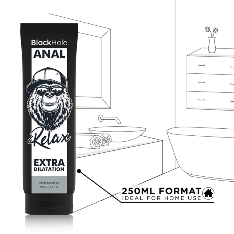 Lubrifiant pe baza de apa, Black Hole Anal Relax, extra dilatare, calmant, relaxant, 250 ml