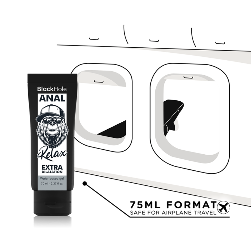 Lubrifiant pe baza de apa, Black Hole Anal Relax, extra dilatare, calmant, relaxant, 70 ml