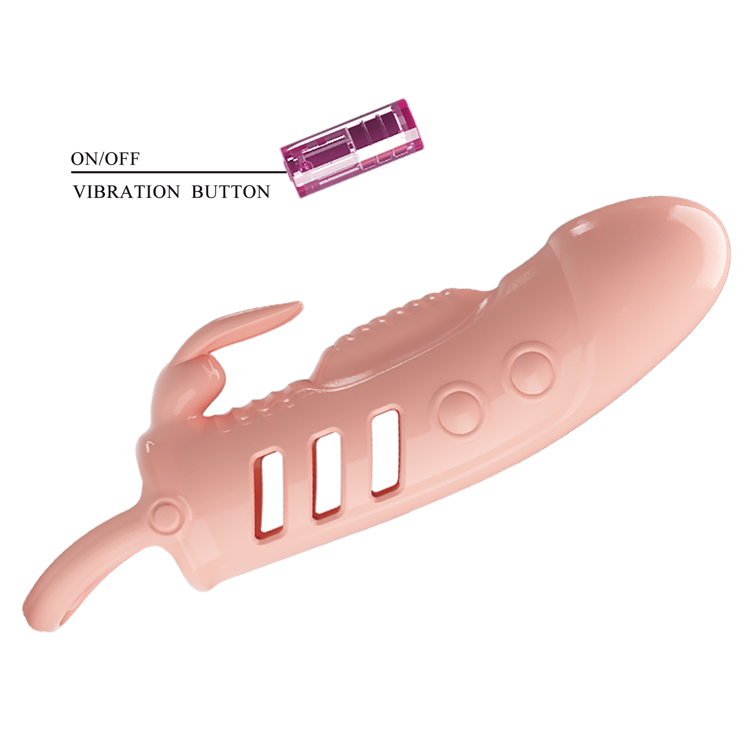 Manson penis cu vibratii, prelungitor tip iepuras cu inel de fixare, diametru 3,8 cm