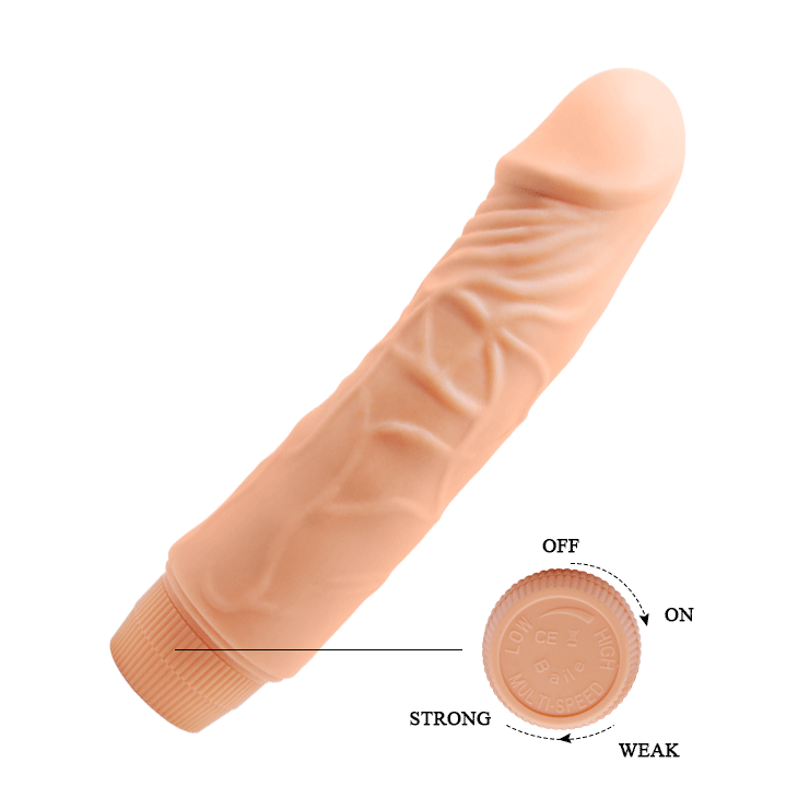 Vibrator realistic, Baile, Waves of Pleasure Fantasy, silicon moale, lungime 20 cm, diametru 4 cm, Natural